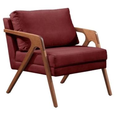 Imagem de Poltrona Decorativa Madeira Maciça Luxo Mona - Zahav Estofados, Suede 