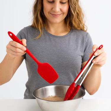 Imagem de Conjunto De Espátulas E Pegador Em Silicone 5 Peças - VERMELHO