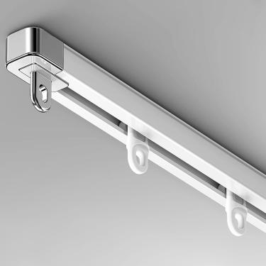 Imagem de Trilho De Cortina Retrátil Parede De Teto Divisor De Ambiente, Sistema De Trilho De Cortina Branca Para Spa Massagens Loja Clínicas Banheiro, Armário Roupas Pendurado Haste, Wall, 1.45-2.7m(4.7-8.8ft)