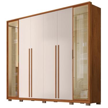 Imagem de Guarda Roupa Casal 6 Portas Vidro Reflecta Octavius Freijó/off White - Caemmun
