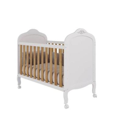 Imagem de Berço Moveis Peroba Elo Americano Provençal minicama MDF, Branco Amênd
