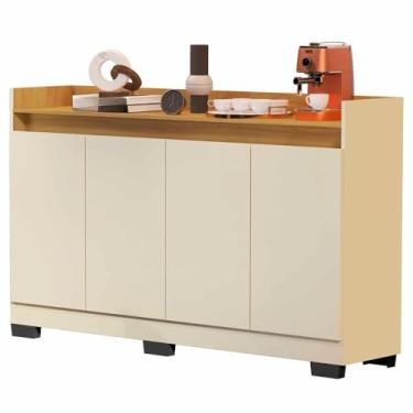 Imagem de Rack Aparador Buffet Cantinho Café Retrô 4 Portas Escritório Hall Entrada(RYZEN 4 PT - OFF/NATURE)