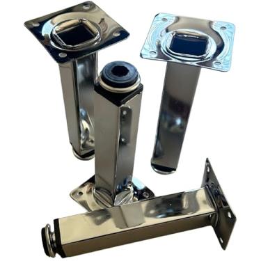 Imagem de Pé 15cm Quadrado Regulável Kit 4 Un Aço Cromado para Móveis
