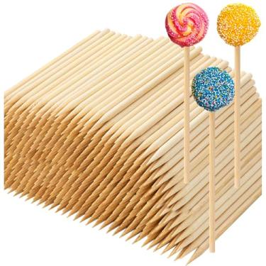Imagem de Palitos de maçã doces de bambu, 400 unidades de palitos semipontiagudos de caramelo, palitos de algodão de madeira natural para doces, lembrancinhas de festa de biscoitos de chocolate
