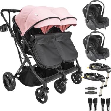 Imagem de Carrinho Kiddo de Gemeos 2 Bebe Conforto 2 Base ISOFIX Vox II Rosa