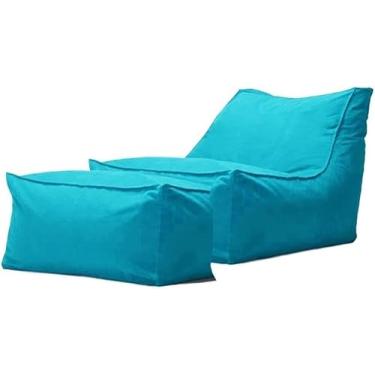 Imagem de Sxbcya Outdoor Impermeável Oxford Chaise Louge Pouf Cover O Filler Garde Beach Camp Sofá-cama Puff Salo Ottoma, Blue Green, Empty cover