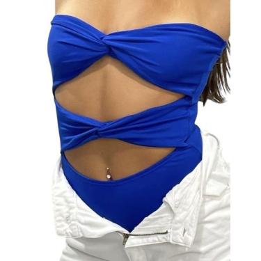 Imagem de Bory Body Feminino Nó Transpassado sem alça - W&L Closet, Azul royal, 