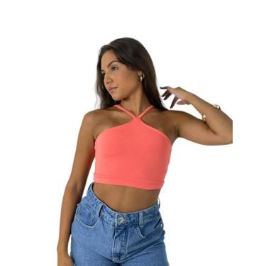 Imagem de Top Cropped Feminino Cruzado Frente Única Costa Nua Academia Treino - 