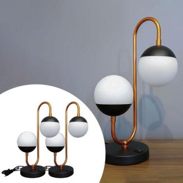 Imagem de Kit 2 Abajur de Mesa Luminária Jabuticaba Jennifer 2 Globos de Vidro -