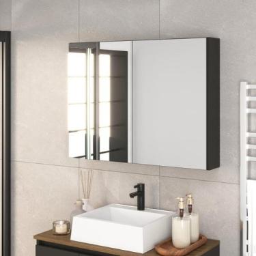 Imagem de Armário Espelheira para Banheiro 80cm com 2 Portas de Espelho Aurora -