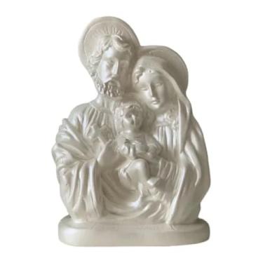 Imagem de Estátua Sagrada Família em Gesso (Pérola), 15 cm Altura para Decoração Religiosa Escultura Decorativo Presente Católico Imagens Lembrança Filho Mãe