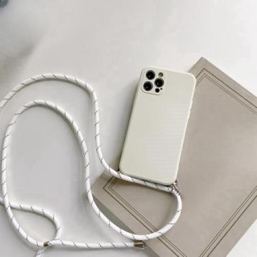 Imagem de Capa de silicone líquido com alça e cordão para colar transversal para Xiaomi 8 9 10 10S 10T 11 Lite Ultra 11i 11X Pro 6X, branca antiga, para Xiaomi Mi 11 Ultra