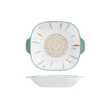 Imagem de Pratos listrados com personalidade criativa simples e requintada nórdica vento doméstico - prato quadrado binaural de 21,6 cm