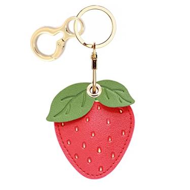 Imagem de Leather Keychain Holder Case Compatible with Apple AirTag, Cute Protective Air Tag Cover with Keychain Ring, Anti-Scratch Finder GPS Tracker Case for Wallet Keys(Another Strawberry)