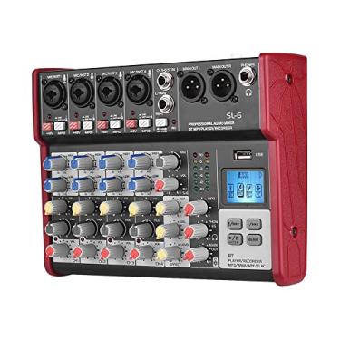 Imagem de Chusui SL-6 Mixer portátil de console de mixagem de 6 canais EQ de 2 bandas 48V Phantom Power embutido Suporta conexão BT MP3 player USB para gravação DJ Network Live Broadcast Karaokê