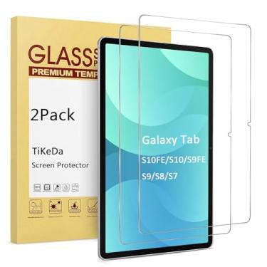 Imagem de TiKeDa [Pacote com 2 protetores de tela para Samsung Galaxy Tab S10 FE 2025/S9 FE 5G 10,9 polegadas/Tab S9/S8/S7 11 polegadas – Vidro temperado HD Clear S Pen compatível/antiarranhões