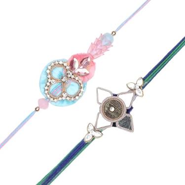 Imagem de Conjunto de 2 pulseiras de fio Rakhi para irmão para Bhai Bhabhi Bhaiya veera Raksha Bandhan Dora Conjunto de pulseiras com pacote de vale-presente Rakhi para irmão irmã indiano tradicional festival
