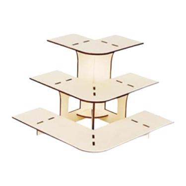 Imagem de DimyFew Suporte de canto para mesa de varejo de 3 níveis com prateleiras, suporte para sabonete de vela, madeira para produtos para feiras de artesanato de, Cor de Madeira Do Arco