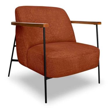 Imagem de Poltrona Decorativa Eros Linho Bouclê Com Base De Ferro Preto SSX Multicoisas Marrom