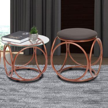 Imagem de Mesa de Centro Tampo de Vidro 41x40 Cm Sofia Bronze