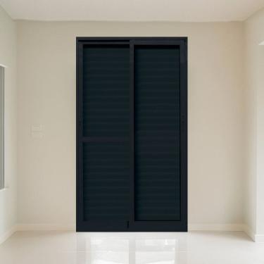 Imagem de Porta Veneziana 3 Folhas Vidro Segurança 6cm 150cm X 215cm Fábrica do Alumínio Preto