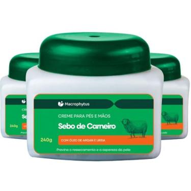 Imagem de KIT 3X Creme Para Pés e Mãos Sebo de Carneiro 240g - Macrophytus
