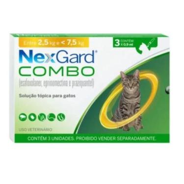Imagem de Nexgard Gatos Pipeta Pulgas Sarnas E Vermes 2,5 A 7,5kg 3x Cor Amarelo