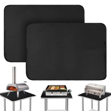Imagem de 2 peças de tapetes resistentes ao calor para bancada e mesa de churrasqueira, à prova de fogo para churrasqueira ao ar livre, churrasqueira a carvão portátil, churrasqueira a gás, forno de pizza