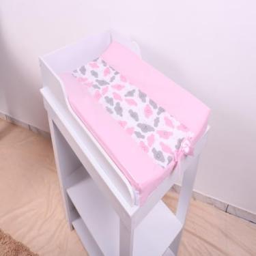 Imagem de Trocador De Bebê Anatômico Luxo Cômoda Com Capa Plástica Padrão Americano Várias Estampas (Gota Rosa, Tamanho G)
