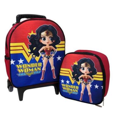 Imagem de Kit Mochila Escolar Mulher Maravilha Baby Vermelha Menina - DB
