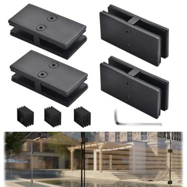 Imagem de Pacote com 4 braçadeiras de vidro para corrimão, braçadeira de balaustrada de vidro para 1,5 mm - 3/20.3 cm-1/5.6 cm, suporte de clipe de grade dupla face de aço inoxidável 304 para piscina ao ar