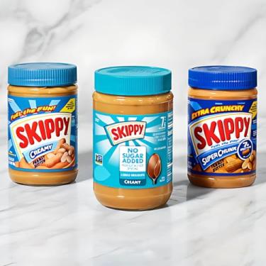 Imagem de Manteiga de Amendoim Pasta de Amendoim Peanut Butter SKIPPY ORIGINAL, Kit com 3 Variedades, Cremoso, Zero Açúcar e Crocante - Importado dos EUA - Proteína Vegetal Natural