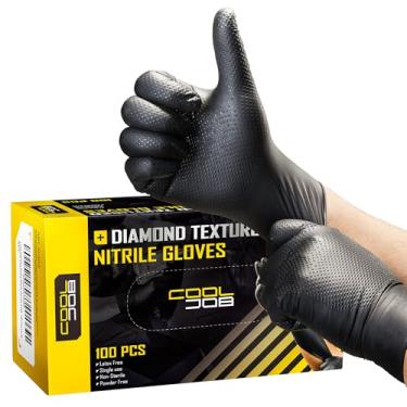 Imagem de COOLJOB Luvas Descartáveis De Nitrila 8 Mil Para Homens, Com Textura Diamante, Mechanic Works, Limpeza Doméstica, Tintura Cabelo, Manuseio Alimentos, À Prova D'Água E Resistente A Óleo, 100 Unidades