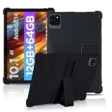 Imagem de Capa para tablet Callsky-Tab Ctab/Cpad 10 10 de 10,1 polegadas, capa protetora de silicone NOUKAJU para tablet, suporte ajustável, capa de proteção de silicone para Callsky-Tab 10 (preto)