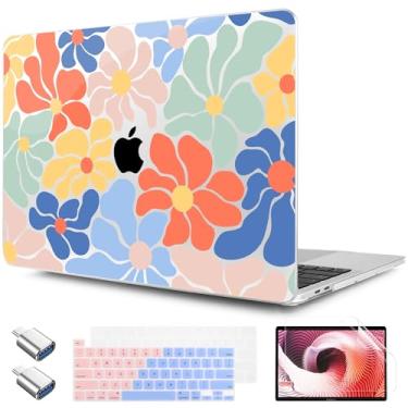 Imagem de TWOLSKOO Compatível com MacBook Pro 13 polegadas 2023-2016 A2338 M2/M1 A2251 A2289 A2159 A1989 A1706, capa rígida de plástico e película de teclado e protetor de tela, azul camomila