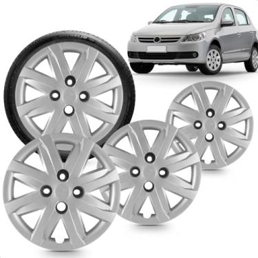 Imagem de Kit 4 Calotas Gol G4 2011 A 2012 Aro 13 Prata Cubo Alto Grid