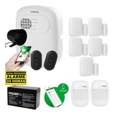 Imagem de Kit Alarme Sem Fio Intelbras 5 Magnéticos, 2 Infravermelhos e Bateria