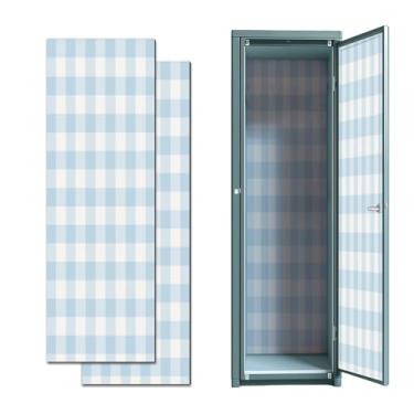 Imagem de 2 peças de papel de parede magnético azul bebê xadrez guingão sem costura búfalo superfície xadrez 30,5 cm x 91,4 cm adesivo magnético de parede removível acessórios de armário decoração fácil