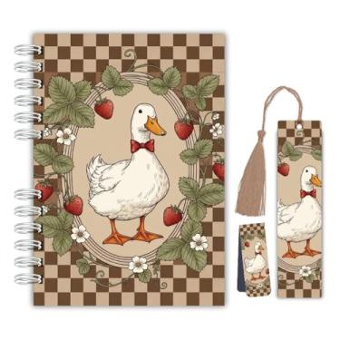 Imagem de Planner Diário de Leitura – Pato Vintage com Flores e Morangos | Capa Dura com Marcador Tassel e Marcador Magnético
