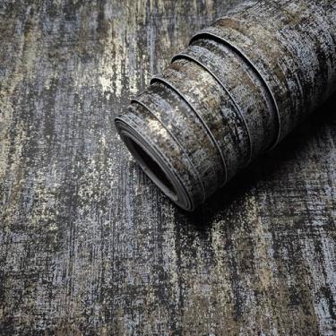 Imagem de AM1NAH Papel de parede envelhecido textura industrial metálico papel de parede não tecido, 45 cm x 1,198 cm