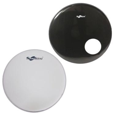 Imagem de Kit Pele 22`` Bumbo Porosa Muffler + Resposta Preta Com Furo