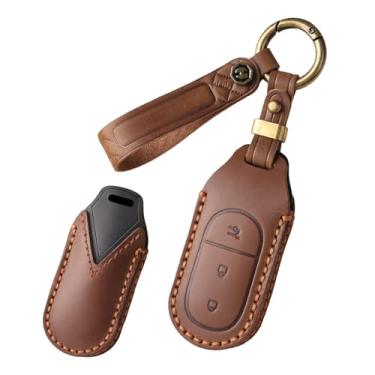 Imagem de HIBEYO Capa de chaveiro de couro adequada para Leapmotor T03 S01 C11 para 2023 Leapmotor C01 T03 S01 C11 Acessórios de carro Smart Remote Auto Key Case Apto para Leapmotor com protetor de chaveiro