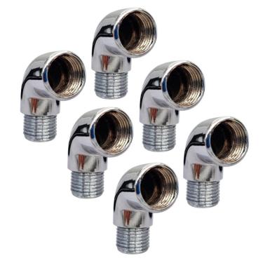 Imagem de Kit 6 Joelho Cotovelo Curva Metal Cromado Rm X Rf 1/2`` X90