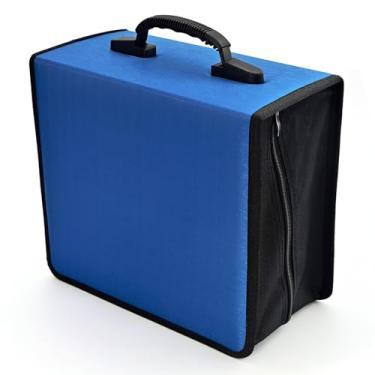 Imagem de alavisxf xx Capa para CD, suporte de DVD com capacidade 432, zíper resistente, organizador de mídia de filme, carteira organizadora para carro, casa, escritório, viagens (azul, capacidade 432)