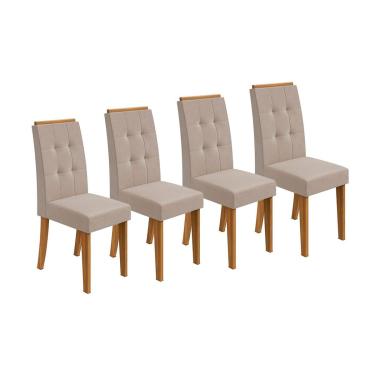 Imagem de Kit 4 Cadeiras de Cozinha Celebrare 4 Un Amêndoa/Suede Creme - Lopas