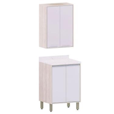 Imagem de Kit Armário Aéreo e Balcão 2 Portas 60 cm Atenas