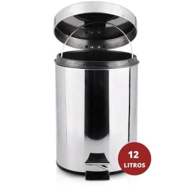 Imagem de Lixeira 12 Litros Aço Inox Brilhante C/ Pedal  - Mak Inox