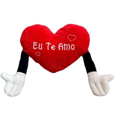Imagem de Coração Pelúcia Vermelho Grande Abraço Apaixonado Eu Te Amo - 41cm