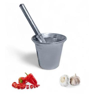 Imagem de Pilão Almofariz Socador de alho Tempero Alumínio Fundido - MK Utensíli