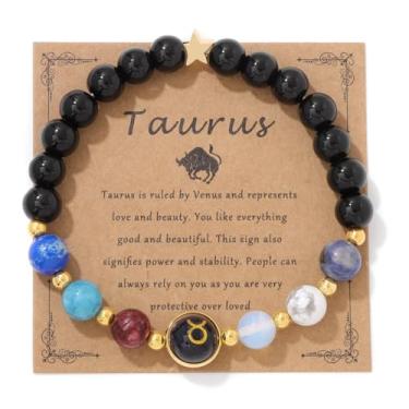 Imagem de Pingyongchang Pulseiras De Chakra Do Zodíaco Para Mulheres, Inspiração A Sorte, 12 Constelações, Contas Cristal, Presentes Aniversário, Horóscopo Dia Dos Namorados, Espiritual Homens Touro